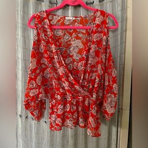 Size Medium, Brand: Soprano, Sheer, Low V-Neck, elastic waist, open sleeves